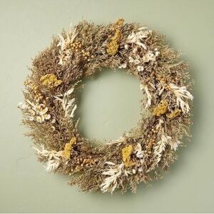 Hearth & Hand Preserved Spring Grass & Flower Brown 21" Hanging Wreath BRAND NEW